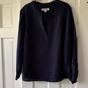 Boden Women's  Dark Navy Linen Flowy Shirt